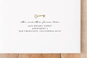 "Turn-key" - Moving Announcements in Gold by Erica Krystek - FREE Recipient Addressing
