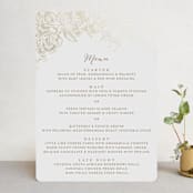 "Engraved Flowers" - Foil-Pressed Menus in Gold by Phrosné Barwood - Front