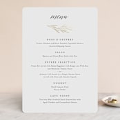 "Gilded Leaves" - Foil-Pressed Menus in Classic White by Kelly Schmidt - Front