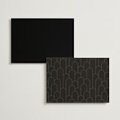 "Geometric Deco" - Foil-Pressed Menus in Midnight by GeekInk Design - Back of Card Options