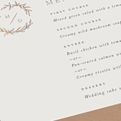 "Tradition" - Foil-Pressed Menus in Almond by Leah Bisch - Detail