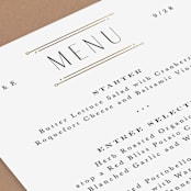 "Modern Deco" - Foil-Pressed Menus in Sugar by Hooray Creative - Detail