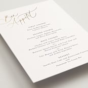 "The Wedding" - Foil-Pressed Menus in Marshmallow by Kaydi Bishop - Detail