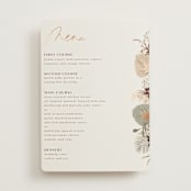 "Jasmine" - Foil-Pressed Menus in Dusk by Susan Moyal - Front