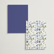 "Layered florals" - Foil-Pressed Menus in Serenity by Susan Moyal - Back of Card Options