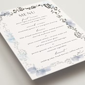 "Layered florals" - Foil-Pressed Menus in Serenity by Susan Moyal - Detail
