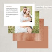 "Autumn Hymnal" - Foil-Pressed Menus in Blush by Leah Bisch - Back of Card Options