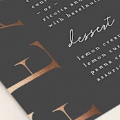 "Finley" - Foil-Pressed Menus in Graphite by Kristie Kern - Detail
