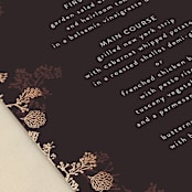 "Embracing" - Foil-Pressed Menus in Autumn by Susan Moyal - Detail