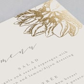 "Sophisticated" - Foil-Pressed Menus in Ivory by Kelly Schmidt - Detail