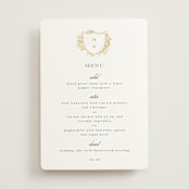 "Heritage" - Foil-Pressed Menus in Honeysuckle by Leah Bisch - Front