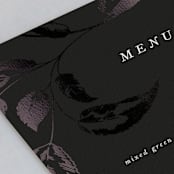 "Halcyon" - Foil-Pressed Menus in Tuxedo by Leah Bisch - Detail