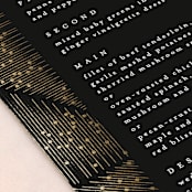"hand drawn frame" - Foil-Pressed Menus in Onyx by Phrosné Barwood - Detail