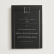 "Elegant Station" - Foil-Pressed Menus in Noir by Stacey Meacham - Front
