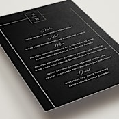 "Elegant Station" - Foil-Pressed Menus in Noir by Stacey Meacham - Detail