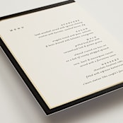 "Tuxedo" - Foil-Pressed Menus in Black Tie by Carolyn Nicks - Detail