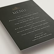 "Fringe" - Foil-Pressed Menus in Midnight by Leah Bisch - Detail