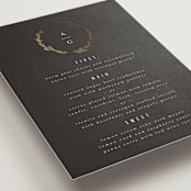 "Panache" - Foil-Pressed Menus in Onyx by Kristie Kern - Detail