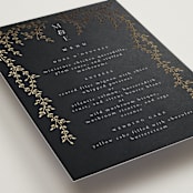 "Beautiful Chuppah" - Foil-Pressed Menus in Midnight by Ana de Sousa - Detail