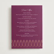 "Zardozi" - Foil-Pressed Menus in Amethyst by Mansi Verma - Front
