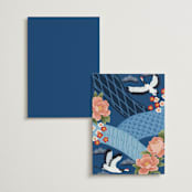 "kimono" - Foil-Pressed Menus in Ocean by Elly - Back of Card Options