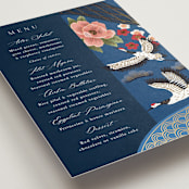 "kimono" - Foil-Pressed Menus in Ocean by Elly - Detail