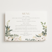 "Country Garden" - Foil-Pressed Menus in Verdant by Susan Moyal - Front