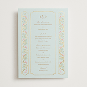 "Castle" - Foil-Pressed Menus in Hummingbird by Claudia Orengo - Front