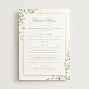 "Flowering Vine" - Foil-Pressed Menus in Bluebell by Everett Paper Goods - Front