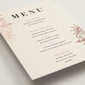 "Regal Mehndi" - Foil-Pressed Menus in Champagne Rose by Oma N. Ramkhelawan - Detail