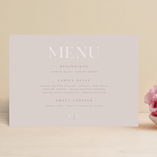 "Lovely Day" - Foil-Pressed Menus in Rose Quartz by Leah Bisch - Front