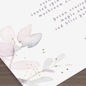 "side romance" - Foil-Pressed Menus in Sunset by Phrosné Barwood - Detail