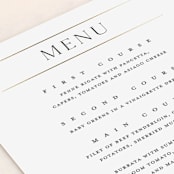 "Heard the news" - Foil-Pressed Menus in Cotton by Stacey Meacham - Detail