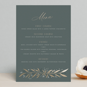 "Gilded" - Foil-Pressed Menus in Slate by Leah Bisch - Front
