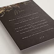 "Garden" - Foil-Pressed Menus in Mahogany by Leah Bisch - Detail