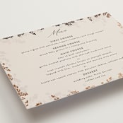 "Botanical Edge" - Foil-Pressed Menus in Latte by Susan Moyal - Detail