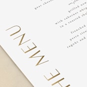 "Gilded Ampersand" - Foil-Pressed Menus in Pearl by Hooray Creative - Detail