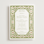 "Inlay Frame" - Foil-Pressed Menus in Avocado by Katharine Watson - Front