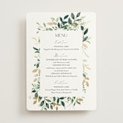 "Garden Serenity" - Foil-Pressed Menus in Greenery by Itsy Belle Studio - Front