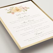 "Jardin" - Foil-Pressed Menus in Carnation by Everett Paper Goods - Detail