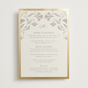 "Deco Nouveau" - Foil-Pressed Menus in Vanilla by Lori Wemple - Front