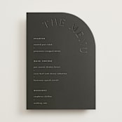 "The Arc" - Foil-Pressed Menus in Truffle by Vera Lim - Front