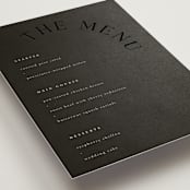 "The Arc" - Foil-Pressed Menus in Truffle by Vera Lim - Detail