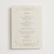 "Ornate Elegance" - Foil-Pressed Menus in Ivory by Maria Hilas-Louie - Front