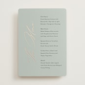 "Gilded Script" - Foil-Pressed Menus in Sage by Angela Thompson - Front