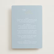 "Delicacy" - Foil-Pressed Menus in Dusty Blue by Angela Thompson - Front