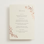 "Queen Anne's Lace" - Foil-Pressed Menus in Creme Brulee by Jennifer Wick - Front
