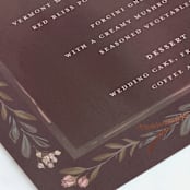 "Verdigris" - Foil-Pressed Menus in Rose by Susan Moyal - Detail