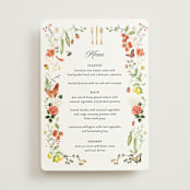 "Fleur" - Foil-Pressed Menus in Verona Sunset by Sarah Knight - Front