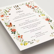 "Fleur" - Foil-Pressed Menus in Verona Sunset by Sarah Knight - Detail